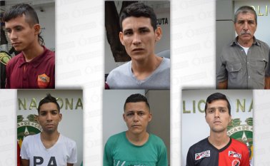 (De izquierda a derecha arriba) Jhon Wilmer Rojas Chinchilla, Cristian Guzmán Lizarazo, Luis Guillermo Aparicio, Luis Gerardo Briceño. (Abajo) Anderson Rojas Zambrano y Jean Carlos Portilla. Policía Nacional