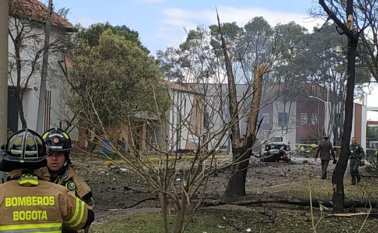 Escuela de Policía General Santander despupes del atentado. Colprensa