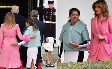 La chaqueta, los zapatos y el vestido de franela blanco con negro no era para la ocasión. Los diseñadores quisieron hacerla ver moderna, pero no atinaron con la esposa del presidente Duque. AFP