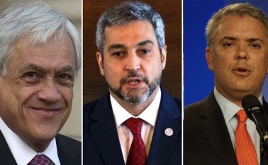 Sebastián Piñera, Mario Abdo e Iván Duque. Agencias