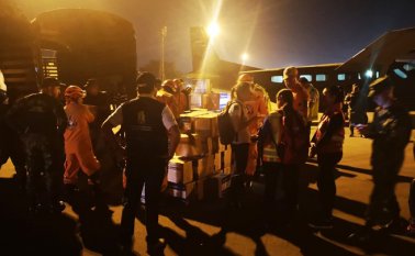 En aviones de la Fuerza Aérea de Honduras llegaron los insumos.
Cancillería Colombiana