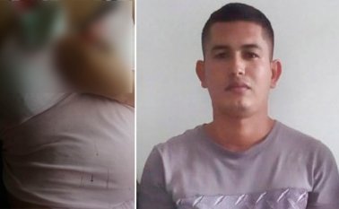 El cuchillo le quedó clavado a la víctima. El detenido quedó a disposición de la Fiscalía. Cortesía