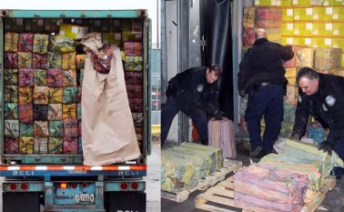 La droga estaba escondida en 60 paquetes dentro de un contenedor que provenía de Buenaventura, Colombia. Tomada de Twitter