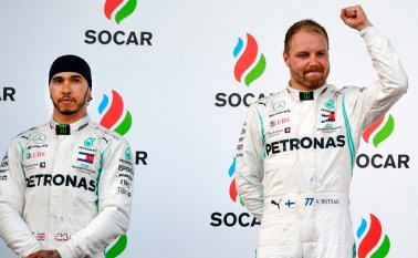 Mercedes se apuntó con la victoria de Valtteri Bottas delante de Lewis Hamilton un cuarto doblete en otras tantas carreras en 2019. AFP