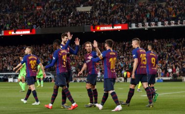 Con el campeonato español en el bolsillo, el Barça ya puede enfocarse plenamente en sus dos últimos partidos para intentar llegar a la final de la Champions. AFP