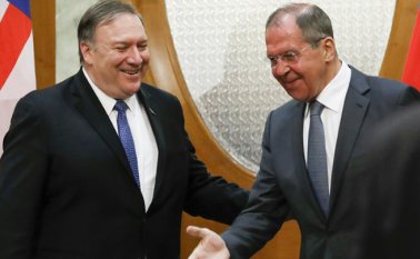 El secretario de Estado norteamericano Mike Pompeo y el ministro de Asuntos Exteriores ruso, Sergei Lavrov. AFP