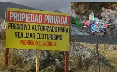 Los propietarios de fincas en la zona de amortiguación de Santurbán han puesto letreros para impedir el ingreso de caminantes a la zona, sin éxito. Cortesía