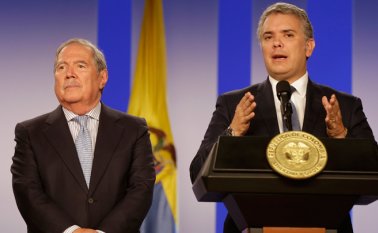 El ministro de Defensa, Guillermo Botero, y el presidente Iván Duque. Colprensa