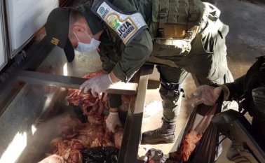 La carne y la motocicleta incautadas están valoradas en $18 millones. Cortesía