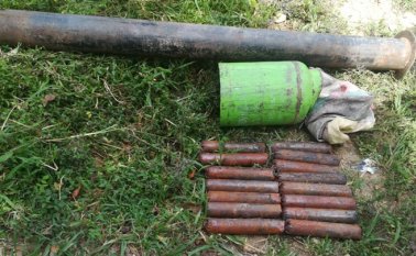 Los cilindros, de 25 libras cada uno, estaban separados con 15 metros de distancia. Cortesía