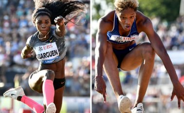 El pulso entre Ibargüen (izquierda) y Rojas (derecha) será uno de los más esperados del Mundial de Doha. AFP