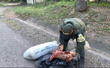 La Polfa resaltó que el la carne estaba expuesto a la contaminación y a las bacterias, lo que representa un grave riesgo para los consumidores. Policía Nacional