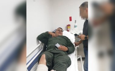 El artefacto estalló e hirió en una pierna al subintendente Meyer Hoyos Casalina. Cortesía