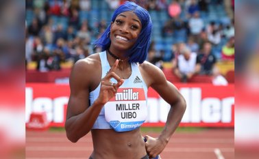 Miller-Uibo ganó con un crono de 22 segundos y 24 centésimas. AFP