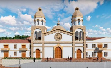 Imagen de la que sería la fachada de la nueva iglesia de Gramalote. Cortesía