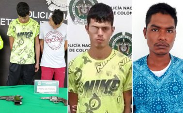 Kris Oswaed Córdoba Gómez, Yhonatan Franco Ruiz y José Frans Escobar Salazar, deberán ir a la cárcel por el delito de porte ilegal de armas. Policía