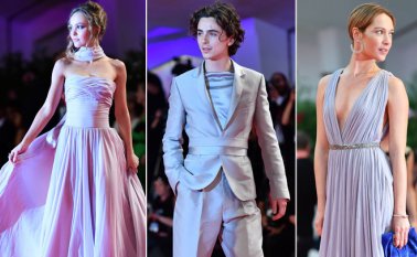 Lily-Rose Depp, Timothee Chalamet y Cristiana Capotondi.  AFP