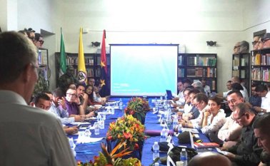 El alto consejero para la  Estabilización y Consolidación, Emilio José Archila, durante el comité que se celebró en Convención para dar a conocer las ejecutorias que se emprenderán en el Catatumbo por parte del Gobierno Nacional.
 Cortesía