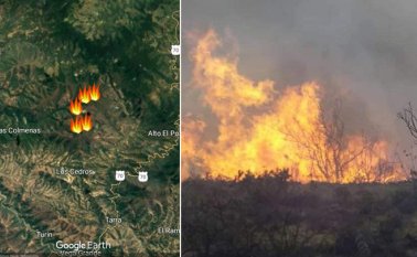 Uno de los incendios se registra en Ábrego. Corponor y Alcaldía de Ábrego