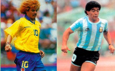 Carlos Valderrama y Diego Maradona. Archivo