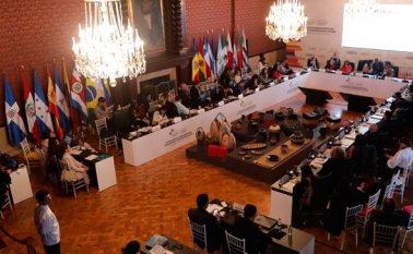 El encuentro de los titulares de carteras culturales se cumplió en la sede del Ministerio de Relaciones Exteriores de Colombia. Cortesía