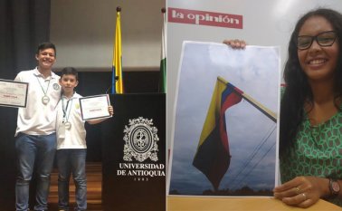 Juan Sebastián Hernández y David Alejandro Barrera, del Colegio Calazans se destacaron en las Olimpiadas de Matemáticas. Nicol Grisales hizo parte de la comitiva de filosofía de la Institución Educativa Julio Pérez Ferrero. Cortesía