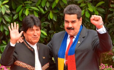Evo Morales junto a Nicolás Maduro. AFP