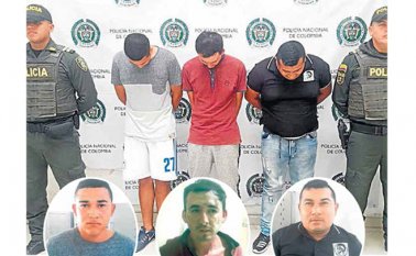 Rurro, El Compa (Centro) y El Paisa (derecha) son señalados por las autoridades de pertenecer a la banda delincuencial La Frontera que delinque en Villa del Rosario, desde 2016.
Policía