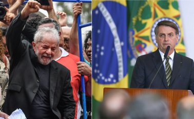 Bolsonaro (derecha), que suele entrar al trapo con facilidad, reaccionó cuando pidió en Twitter que no se le dé munición al canalla de Lula, que momentáneamente está libre, pero cargado de culpa.
AFP