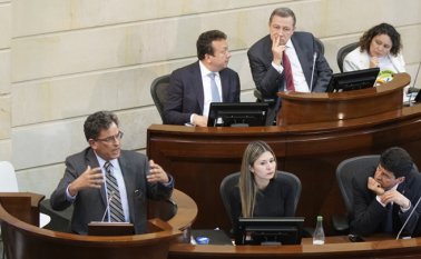 Alberto Carrasquilla, ministro de Hacienda, durante un debate de control político en el Congreso de la República. Colprensa