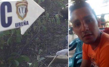 Así fue visto el cuerpo sin  vida del guardia Wilson Yeismith Paz Useche. Su familia lo reconoció por la ropa y los zapatos que vestía. Cortesía