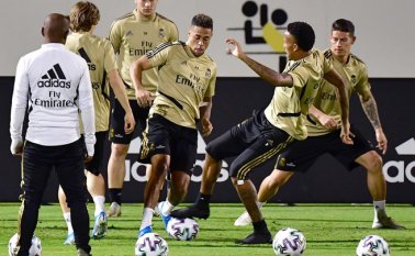 El Real Madrid se prepara para el encuentro. El colombiano James Rodríguez ha participado en los entrenamientos. AFP