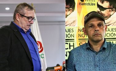 Rodrigo Londoño o Timochenko (izquierda) es el jefe del partido FARC e iba a ser atacado por excompañero de armas Hernán Darío Velásquez o 'El Paisa'. Archivo