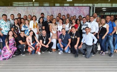 La delegación de Corpomoda asistente a Colombiatex 2020 en Medellín. Gerson Correa