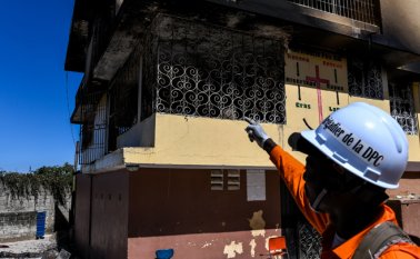 Orfanato que se incendió cerca a Puerto Príncipe. AFP