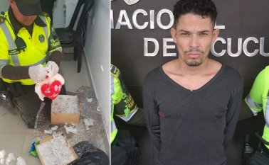 Dentro de este peluche le hallaron la droga.  Policía