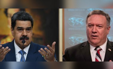 El presidente de Venezuela, Nicolás Maduro (izquerda) y el secretario de Estado de Estados Unidos, Mike Pompeo. Estados Unidos ofrecerá $ 15 millones por información que conduzca al arresto de Maduro por cargos de narcotráfico. AFP