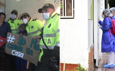 Hasta los hogares llega la policía para invitar a las familias a permanecer en casa durante la cuarentena. Cortesía