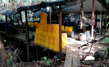 La estructura era utilizada para el procesamiento de clorhidrato de cocaína. Cortesía