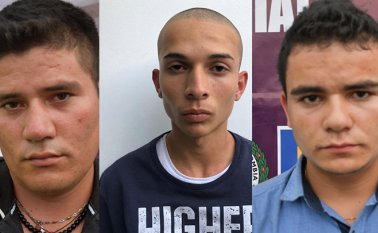 Reinel Contreras, Johan Plata y Yedison Contreras, tres de los cuatro capturados. Policía