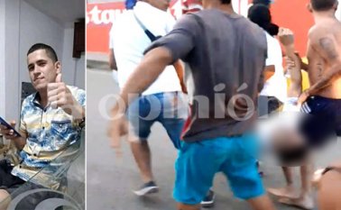 Justo al frente del lugar donde cayó la víctima gravemente herida hay una cámara de seguridad. La Opinión