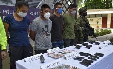 De izquierda a derecha: Diana Paola Acevedo, Alarvo Ganchoa Ganchoa, Luis Fernando Quintero Gaona y Joan Andrés Buitrago. Cortesía Ejército