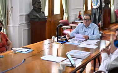 El gobernador, desarrolló la audiencia de socialización de la inversión plurianual del departamento, dando a conocer la inversión y las fuentes de financiación del Plan de Desarrollo 2020-2023. Cortesía