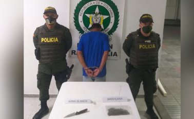 Le hallaron en su poder 60 gramos de marihuana. Policía Nacional