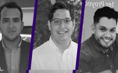 Jeferson Carreño, Byron Falla y Andrés Pérez compiten ahora en una convocatoria a nivel Latinoamérica con su plataforma digital ‘Ayuda al Profe’. Cortesía