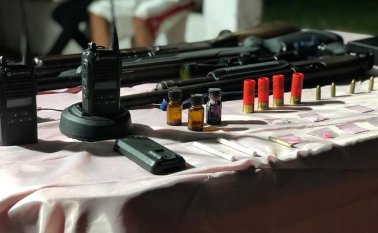 Armas incautadas en narcofiesta en Malambo, Atlántico. Colprensa