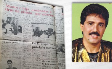 En esta edición se muestra el día que mataron a Rosario Ayala viuda de Villamizar y de su pequeña hija, que se presentó en el barrio La Cabrera, Cúcuta. El homicida fue el mismo que acabó con la vida de Rafael Orozco (derecha). Archivo