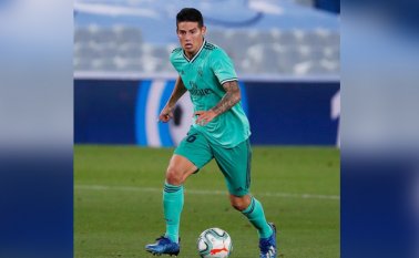 James Rodríguez jugó 79 minutos en el partido que ganó el Real Madrid, el domingo, ante Real Sociedad. Tomada de Twitter @jamesdrodriguez