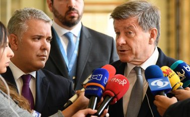 El Presidente Iván Duque y el Director de la OIT, Guy Ryder. Colprensa