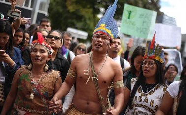 Foto del plantón por los incendios que se presentaban en la selva amazónica. Colprensa